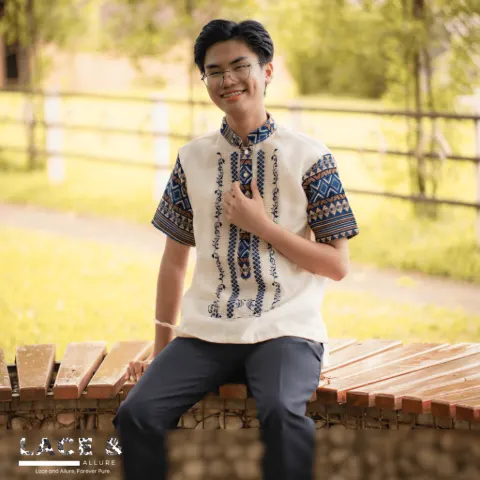Modern Embroidered Ethnic Polo Barong (Asian Inspired Cordilleran Ethnic) Short Sleeve Barong