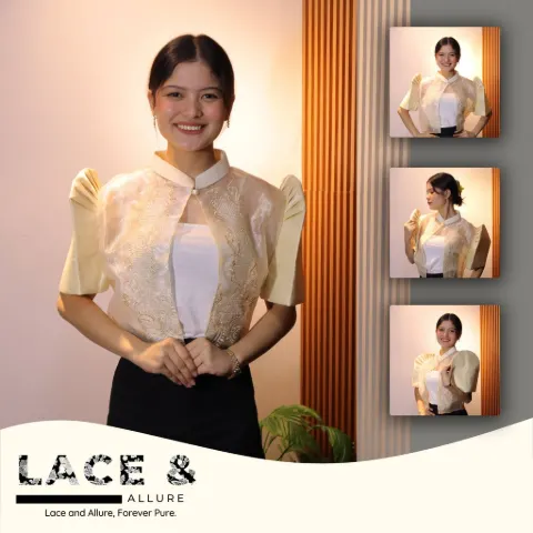 Modern Filipiniana Bolero Collar Croptop (Mestiza Sleeve)