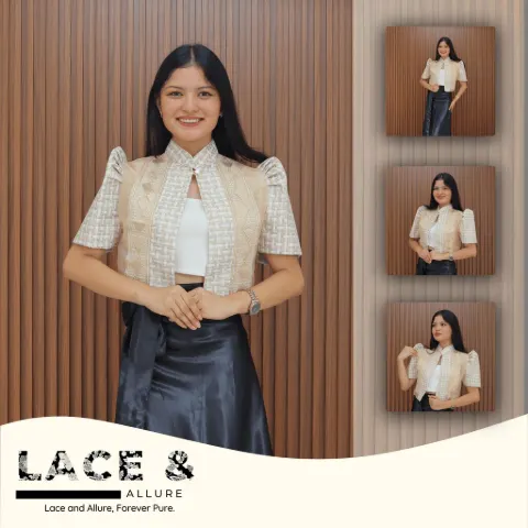 Modern Filipiniana Embroidered Ethnic Bolero Top (Collar)