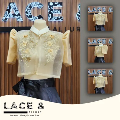 Modern Filipiniana Laced Bolero Collar Croptop