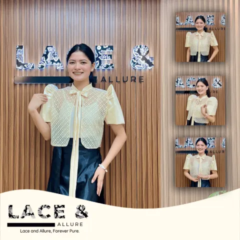 Modern Filipiniana Top Bolero Full Laced Collar