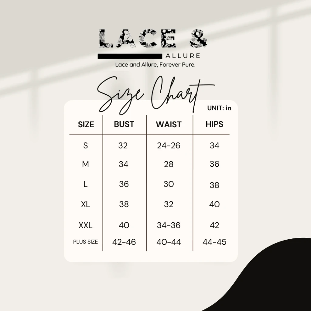 Official size chart for Bridal Robe Silk Fabric MIDI with Raffles