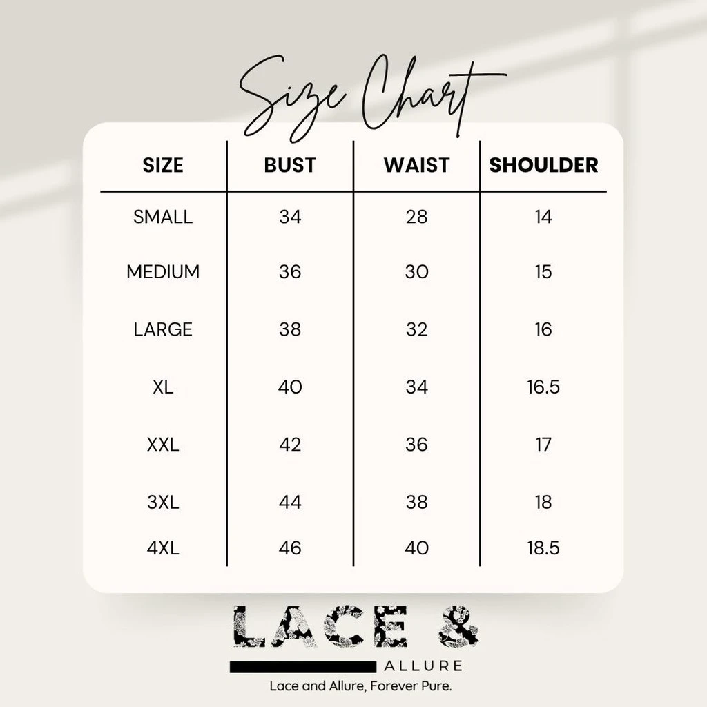 Official size chart for Modern Filipiniana Sinag Bolero | Philippine Flag Inspired Bolero