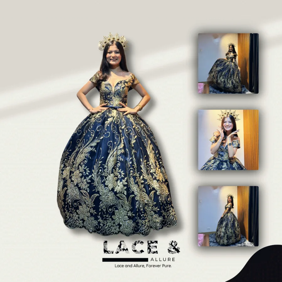 Women's Stone Lace Ball Gown